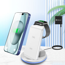 Quinlirra3in1 Draadloze Oplader Multifunctionele Bureautelefoon Magnetische Zuignap Verticale Draadloze Oplader 15W Snelladen Oplaadstation Dock