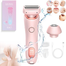 Rasoio elettrico Eviay Premium 2 in 1 per donne, rasatura delicata per zone intime, ascelle, gambe e altro (rosa)