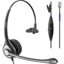 Téléphone avec réduction de bruit et bouton de sourdine, compatible RJ9 avec les téléphones de bureau