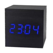 Gingko Cube LED klikwekker met geluidsactivering (tijd, datum en temperatuur) Meerdere kleuren Zwart blauw
