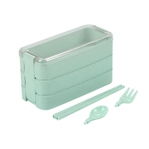 Maxiaoxia Στοιβαζόμενο Bento Box, Δοχείο Προετοιμασίας Γεύματος 3 σε 1 με Κουτάλι & Πιρούνι, 1
