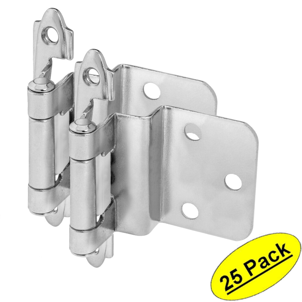 25 Pair Pack - Cosmas 15628-Sn Satin Nickel Cabinet Hinge 3/8" Inset (Pair) [15628-Sn] 9423501716859