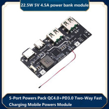 Paquete de alimentación de 22,5 W, 5 V, 4,5 A, tipo C - USB C - 5 puertos QC4.0 + PD3.0