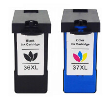 Lot de 2 cartouches d'encre de remplacement noires et couleur HY pour Lexmark 36XL/37XL (compatibles avec les imprimantes X3650, X4650 et X5650)