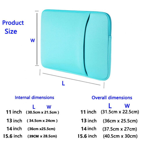 Capa protetora para laptop de 11 a 15,6 polegadas, à prova de choque e à prova d'água, com zíper e bolso frontal para HP, compatível com Dell, 2
