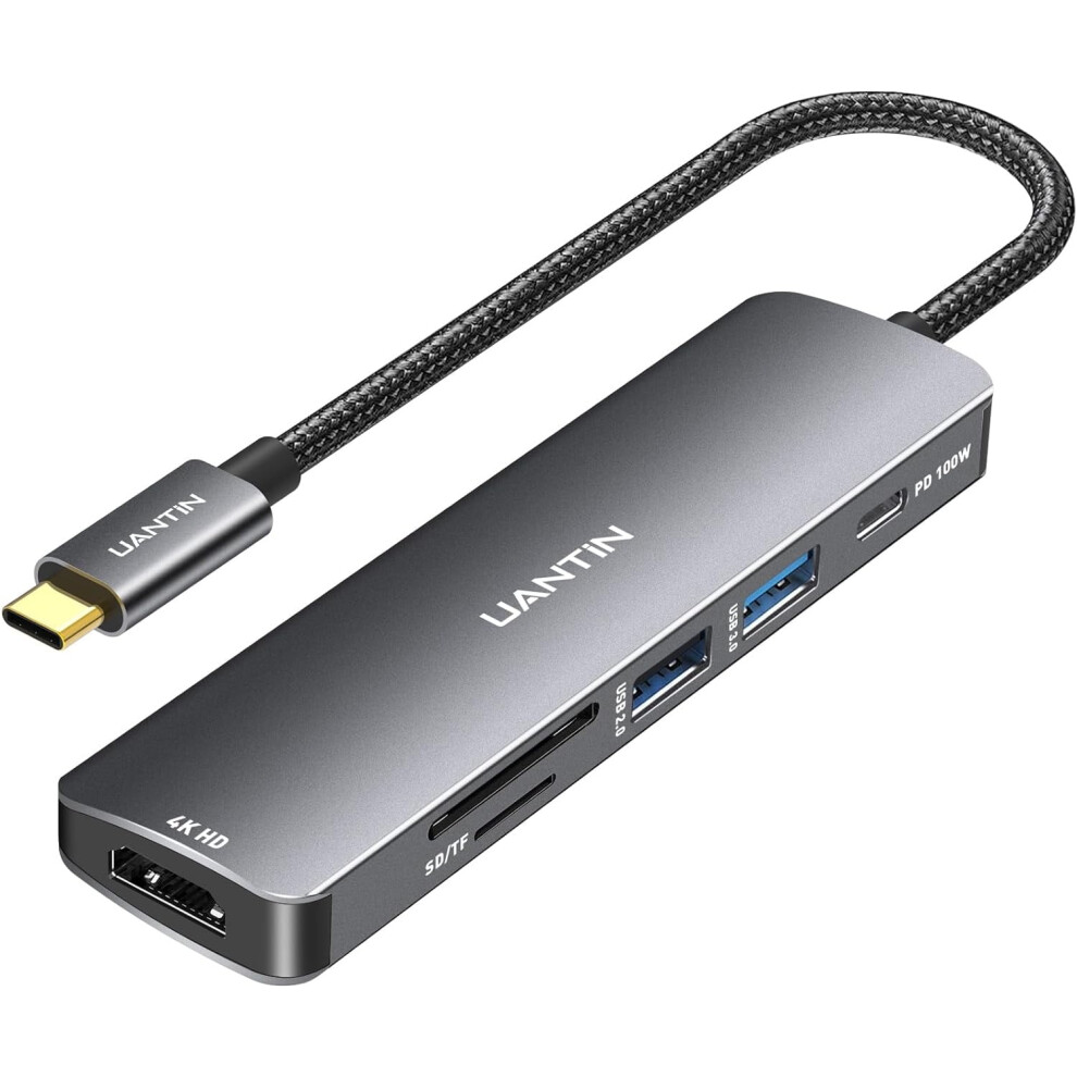 Usb C Hub With 4K Hdmi,100W Power Delivery,2 Usb-A Data Ports,Sd/Tf Reader,6-In-1 Usbc Type C Hub Multiport 9423501718969