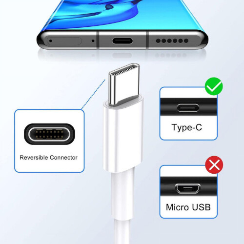 Καλώδιο Afflux USB-C (4ft, λευκό), καλώδιο γρήγορης φόρτισης 3A USB-A σε USB-C, συμβατό με Samsung 2