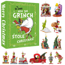 TOFOTL Grinch Christmas Decorations, Compatible with Christmas Advent Calendar Countdown Earrings Surprise Box Gift, Black Ornaments