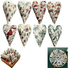 DIY Heart-Shaped Hand Embroidered Christmas Ornament Kit, Beginner-Friendly Cross Stitch Craft Set (#Finished-8)