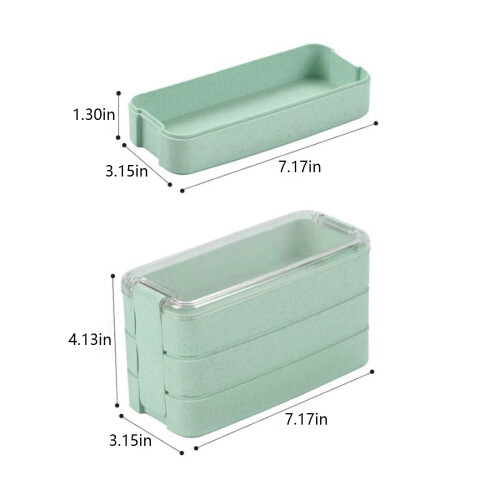 Maxiaoxia Στοιβαζόμενο Bento Box, Δοχείο Προετοιμασίας Γεύματος 3 σε 1 με Κουτάλι & Πιρούνι, 2