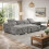 Alora 4–5 Seater Grey Fabric U-Shaped Sofa with Storage & Headrests 8