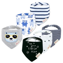 Minizone Baby Bandana Dribble Bibs 6PCS, Super Soft and Absorbent Pure Cotton Drool Bibs for Drooling and Teething for Boys Girls, Bear