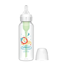 Dr. Brown's Natural Flow Anti-Colic Options+ Narrow Baby Bottle, 8oz/250ml, with Level 1 Slow Flow Teat, 1-Pack, Lion