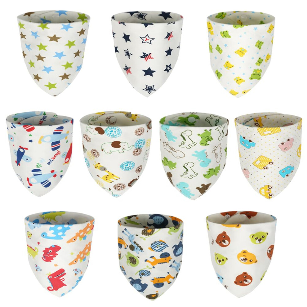 Vicloon Baby Bandana Dribble Bibs, 10 Pack Super Soft And Absorbent Baby Teething Bibs, Baby Drooling Bibs Set For Drooling And Teething With Adjusta