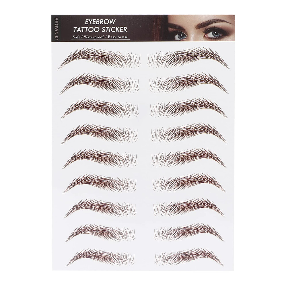 6D Eyebrow Tattoo Sticker 10 Pairs Waterproof LongLasting Natural Eyebrow Transfer for Women Brown02