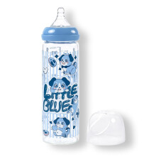 LittleForBig Adult Baby Bottle Ultra Printed Specialty Oversized Glass Feeding Little Blue Pattern