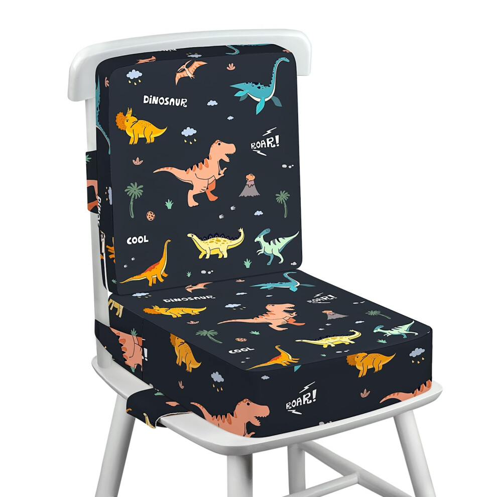 Toddler Booster Seat For Dining Chair, 10Cm Kids Booster Seat With Backrest, Non-Slip Bottom And Adjustable Safety Belt, 2 Pcs Easy Cleaning Wooshwa