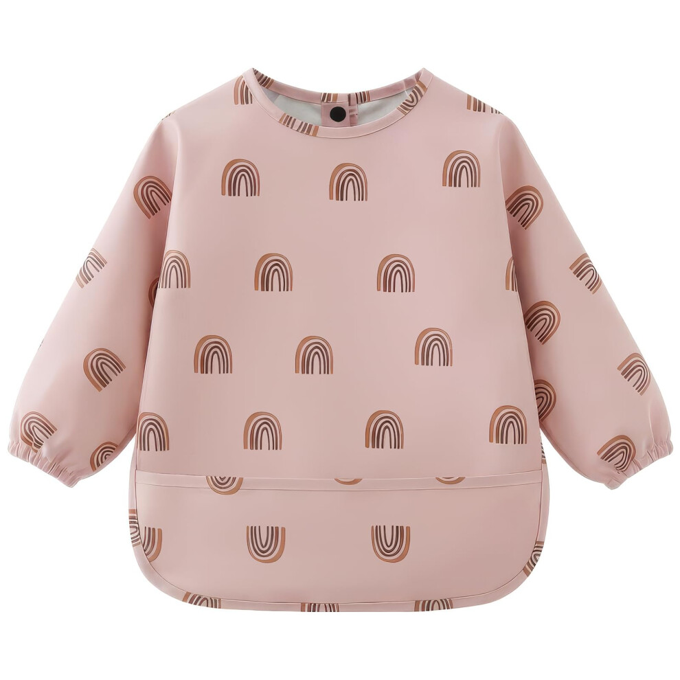 Baby Bibs With Sleeves, Weaning Bib With Long Sleeves, Long Sleeve Pu Waterproof Bibs, Machine Washable, Easy Clean, Soft Material, Unisex Feed Aoote