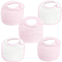 Baby Terry Bibs 5 Pack Boys Girls Feeding Dribble Baby Bibs (Pink)