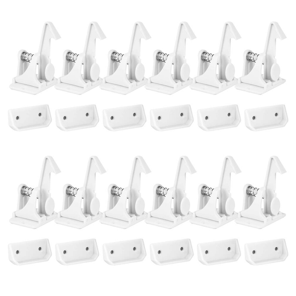 Saconell 12 Pack White Child Safety Cabinet Locks, Baby Proofing Cupboard Drawer Latches For Kitchen And Home, No Tools Or Drilling Needed, Invisible