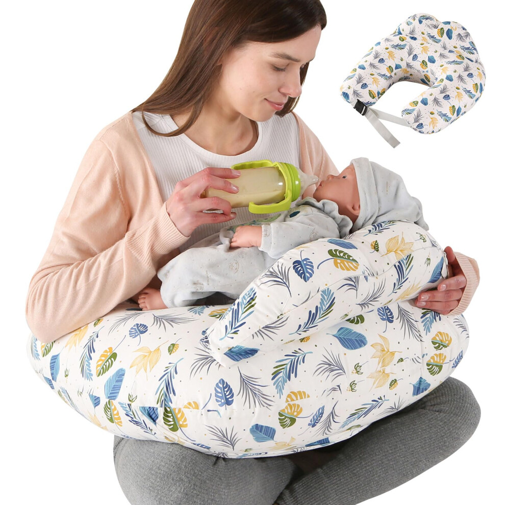 Nursing Pillow For Breastfeeding, Multifunctional Breastfeeding Pillows With Adjustable Waist Strap & Safety Fence Pregnancy Maternity Pill Mingfuxin