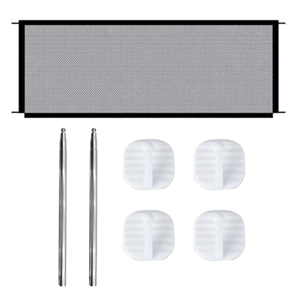 Magic Gate For Dogs, 110X72cm Stair Gates For Dogs Portable, Safe Guard Isolation Net With Hooks And Poles, Mesh Pet Safety Gate For The House Doorway Lunyloer
