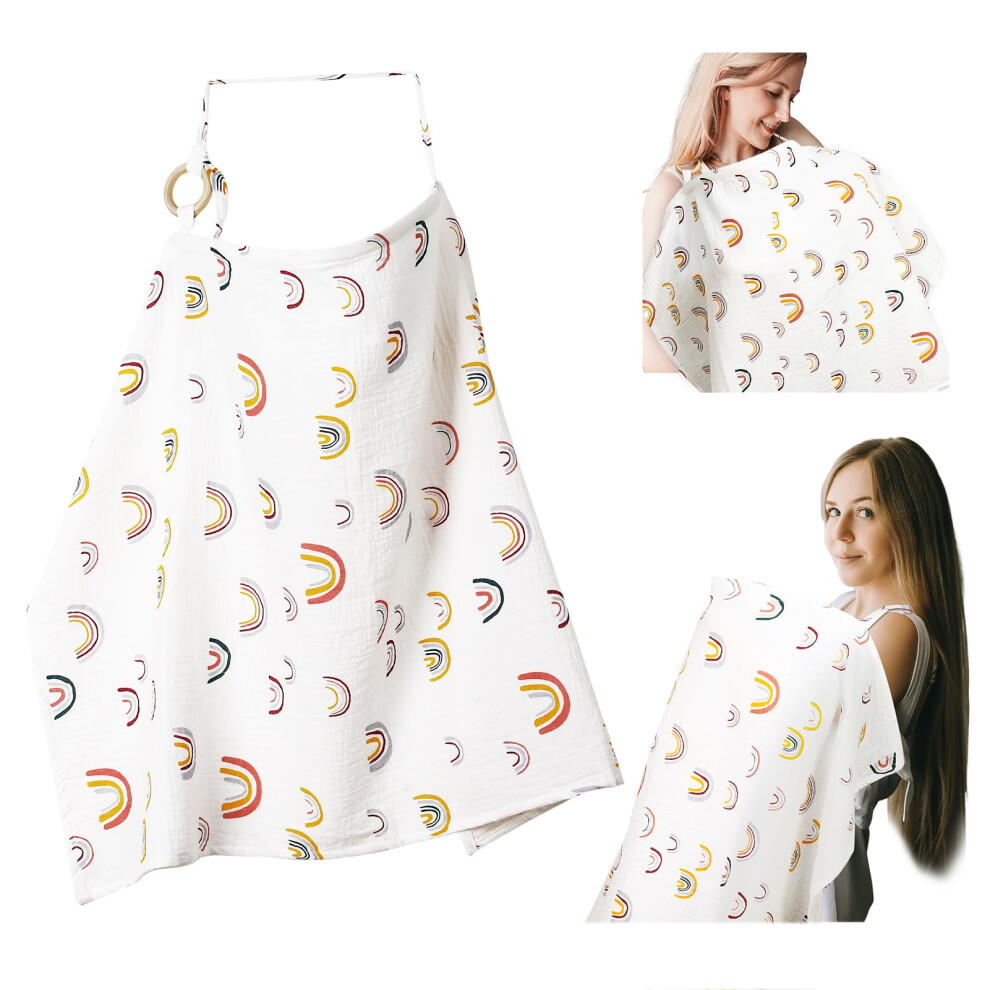 Breastfeeding Cover Baby Nursing Cover, Breathable Cotton Baby Breast Feeding Covers Nursing Shawl, Adjustable Strap Soft Muslin Cotton For S Gsrenyu