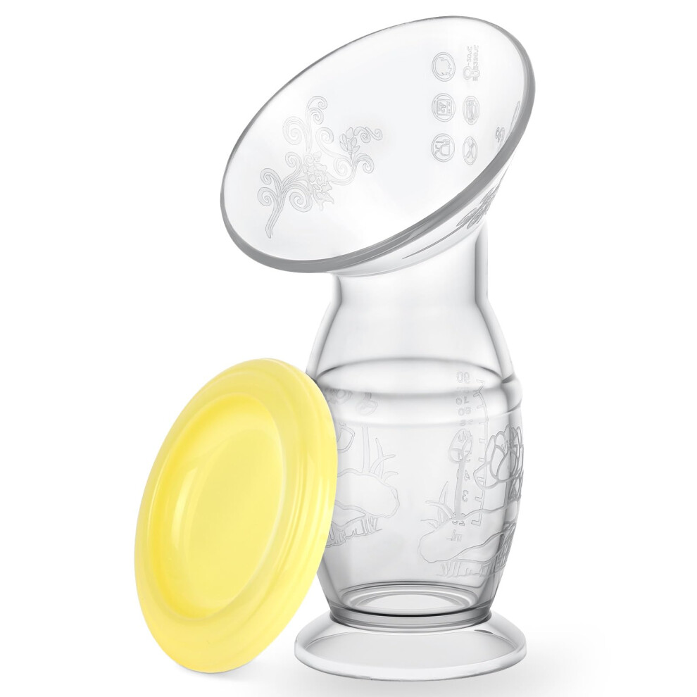 Vicloon Silicone Manual Breast Pump With Lid, 100Ml Manual Breast Pump For Breastfeeding Essentials, Food-Grade & Bpa Free, Lightweight & Portable Ma
