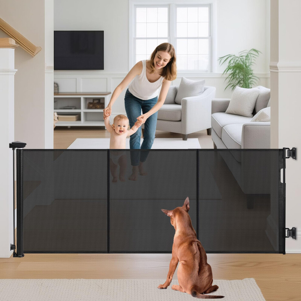 Retractable Stair Gate For Baby, Dog Gate Extends Up To 150Cm, 86Cm Tall, One Hand Operated Safety Baby Gate For Stairways & Hallways, Indoor & Outdo Wodondog