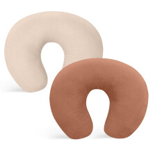 Winmany 2 Pack Muslin Nursing Pillow Covers Soft Cotton Newborn Breastfeeding Pillow Cover Baby Removable Feeding Pillow Slipcover for Boys Girls (Br