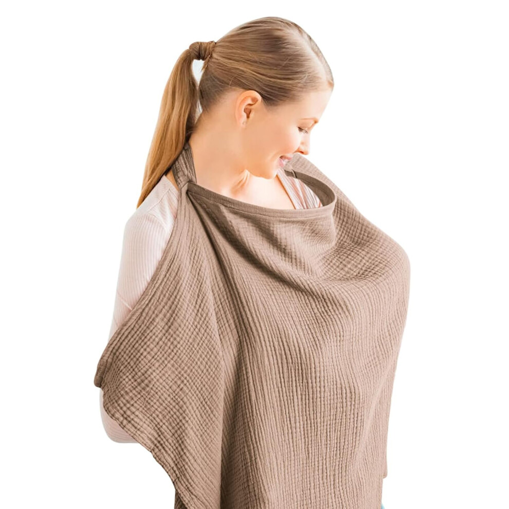 Nursing Cover Breastfeeding, Soft Cotton Breast Feeding Cover For Mum, Adjustable Strap Breathable Breastfeeding Cover With Rigid Hoop For Mother Nur Avqy