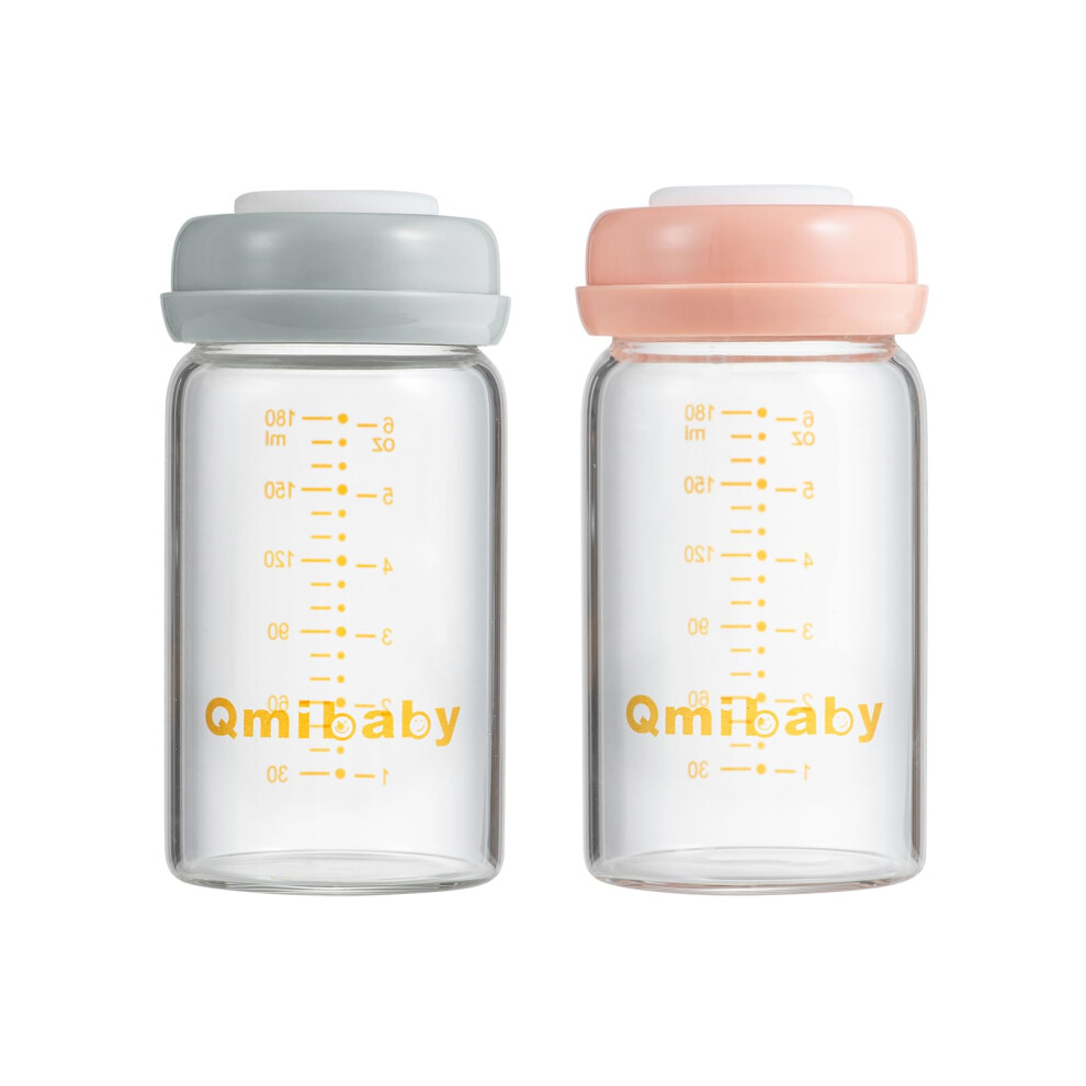 Qmibaby Glass Breast Milk Storage Bottles 180Ml Bpa-Free Leak-Proof Baby Bottle For Breastmilk Storage Wide Neck Bottles With Screw Ring Sealing Disk