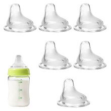 6PCS Baby Bottle Replacement Nipples Compatible with Learner/Activity Cups for NUK,BPA Free Silicone,Leak Proof,Dishwasher,Safe Soft Replacement Nipp