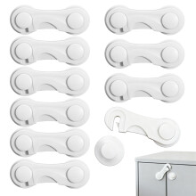 10PCS Plastic Cupboard Locks for Children Baby Safety Locks Child Wardrobe Locks for Cabinets Drawers Strong Adhesive Baby Proofing Lock and Drilling