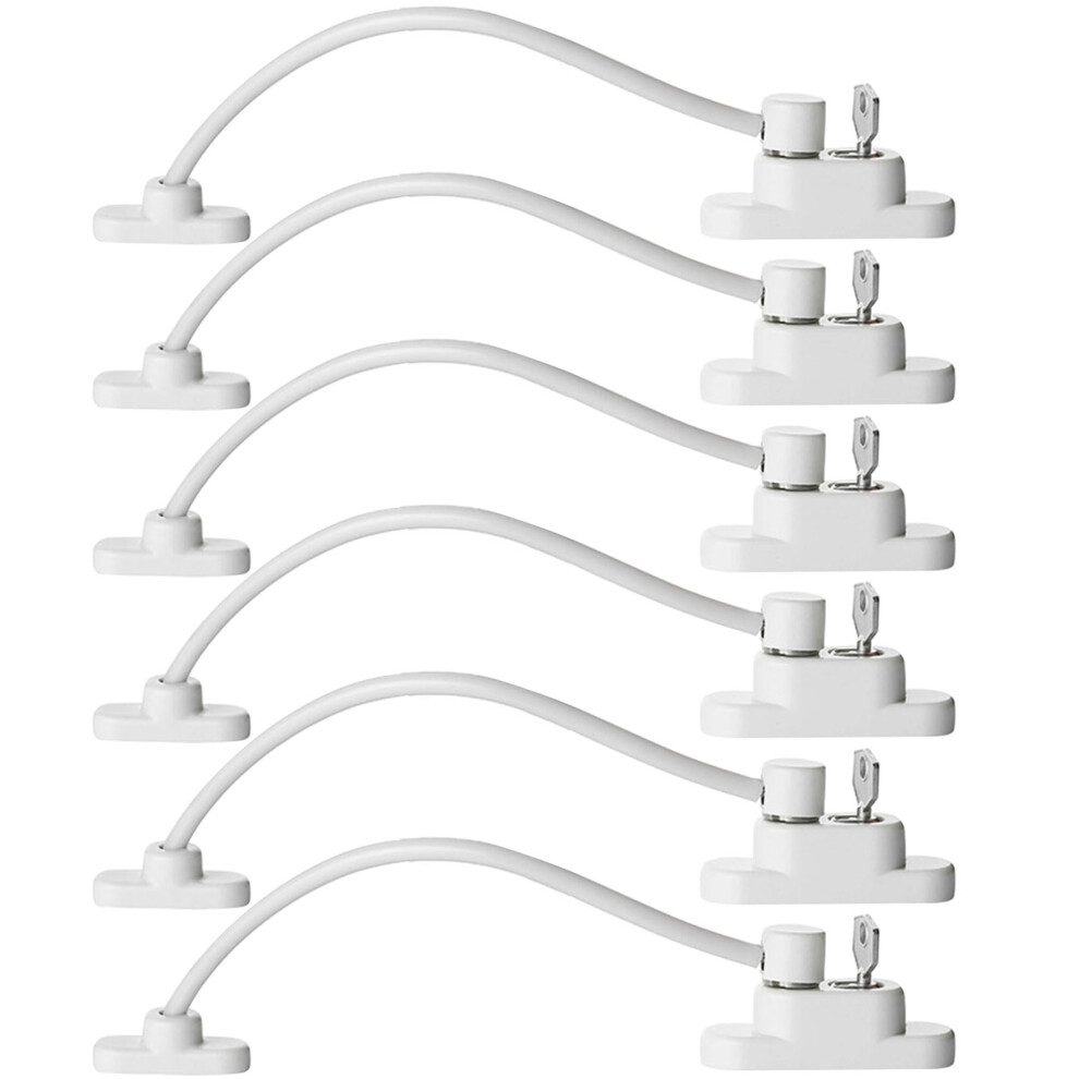6Pcs Window Door Restrictor Security Lock, Child Baby Security Wire Cable With Screws Keys, Self Adhesive For Upvc No Drilling Window Locks, Pet Chil Nihuifdpy