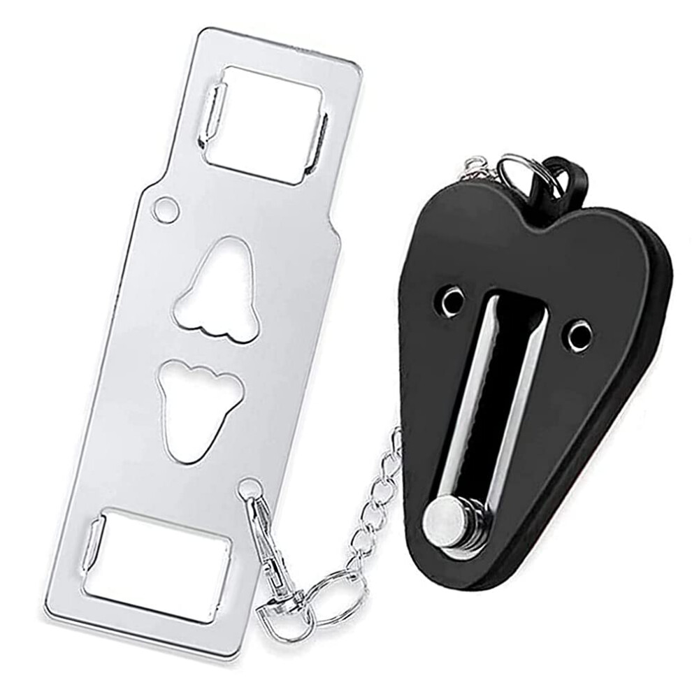 Portable Door Lock - Home Security Locker For Travel, Lockdown, Airbnb - Heavy Duty Anti-Theft Safety Privacy Lock (Black) Black Yuchengxiang