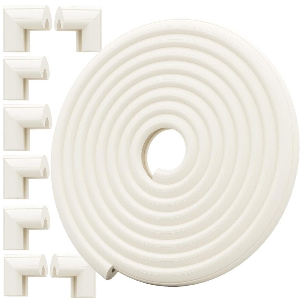 Safety Baby Edge Corner Guards Protector Set, 4.4M/14.5Ft Edges Protector + 8 Corner Guards For Kids Foam, Furniture And Tables Child Baby Proof Bump Dekukar