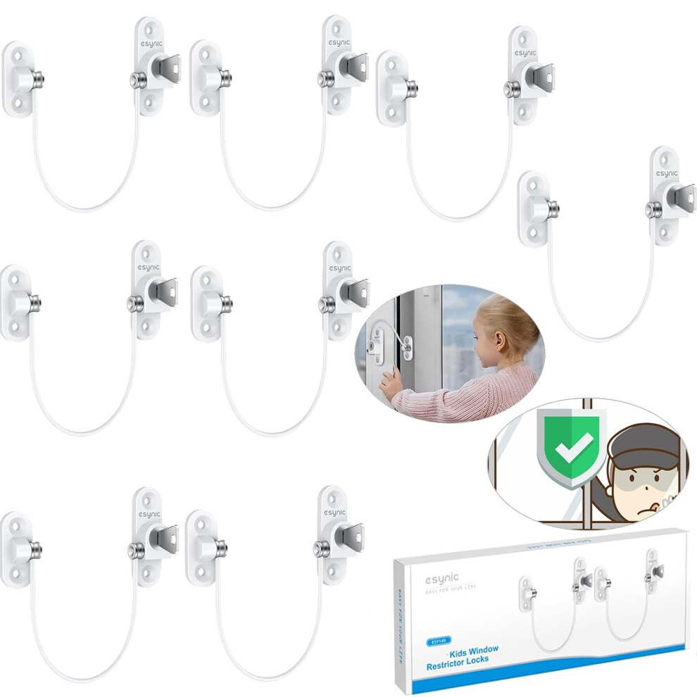 8 Pack Solid Window Locks Child Safety Zinc Alloy&Stainless Steel Window Restrictors For Upvc Prevent Thieves Window Safety Locks Screw Mounti Esynic