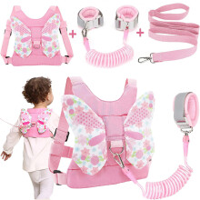 XFLYP Baby Reins, 3 in 1 Anti-Lost Toddler Reins with Lock and 1.5m Bungee Straps Link, Child & Toddler Safety Walking Harness with Butterfly Wings,