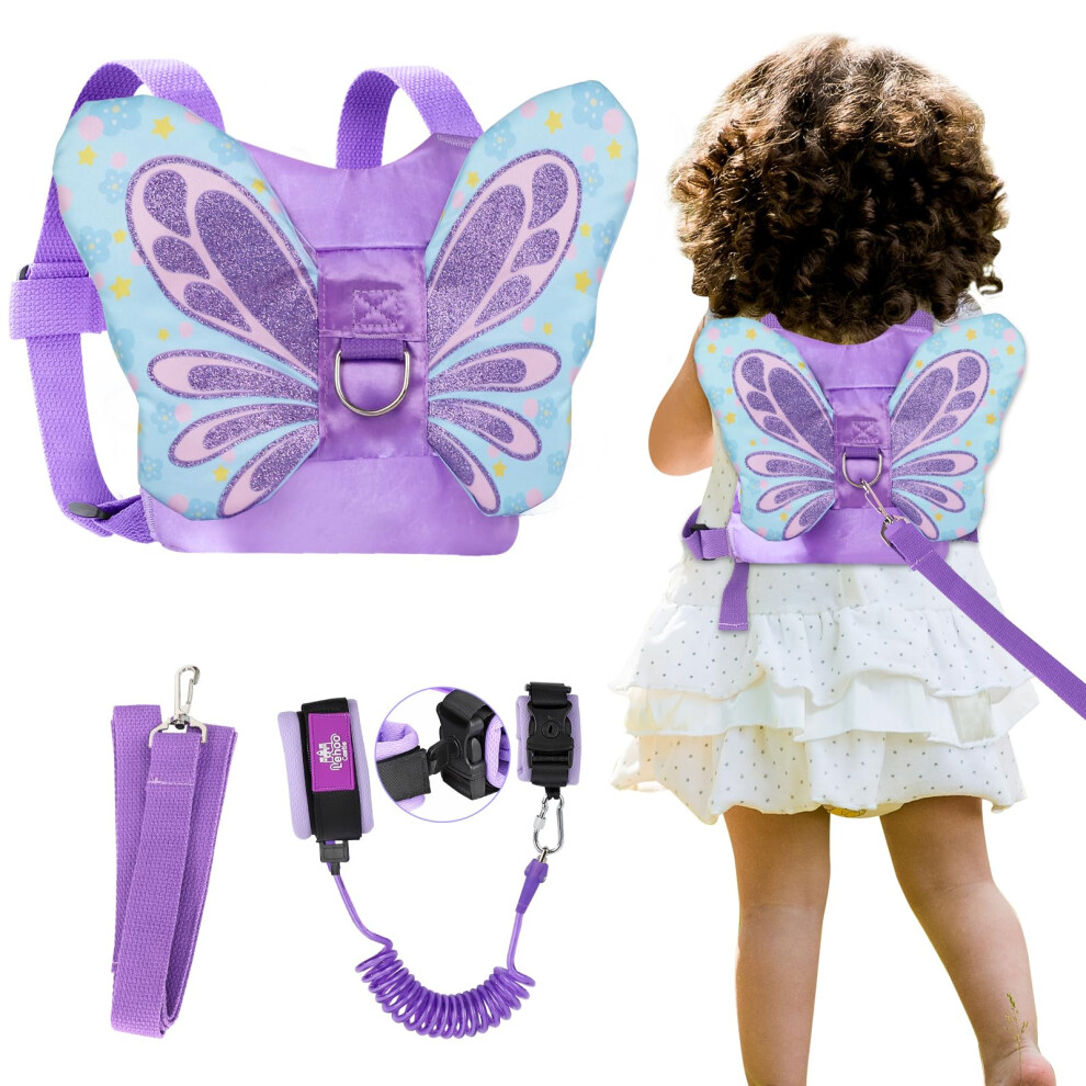 Toddler Reins, 4 In 1 Baby Reins Walking Harness Butterfly, Reins For Toddler With Anti Lost Wrist Link, Toddler Harness For Walking 1-3 Lehoo Castle