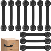 ECHOCUBE Child Safety Drawer Locks, Baby Proofing Cabinet Strap Locks with Adhesive 10 Packs, Adjustable Baby Safety Locks for Cupboard, Fridge, Toil