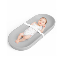 COMOMY Baby Changing Mat Waterproof, Anti Roll Nappy Changing Pad with Safety Strap, Easy to Wipe Clean, 72.5 x 36 cm, for Dresser & Table, Light Gre