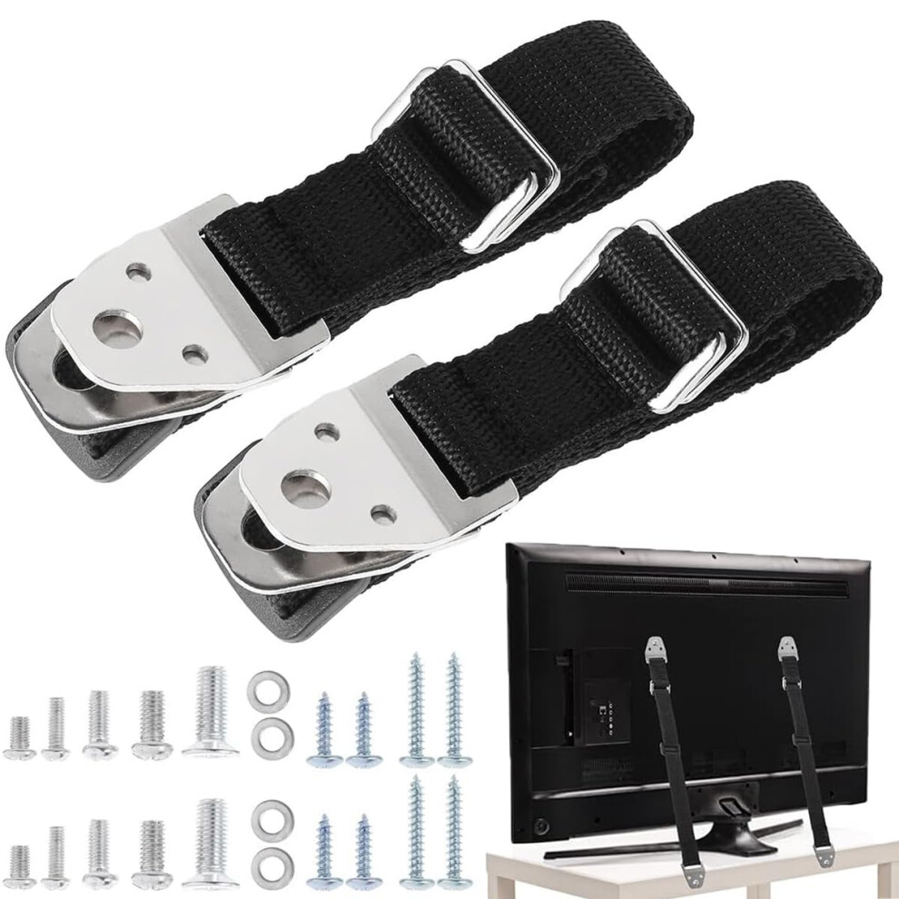 Tv And Furniture Anti Tip Straps, Safety Furniture Wall Anchors For Baby Proofing Flat Screen Tv, Dresser, Bookcase, Cabinets - All Metal,No Plastic Ertzinla