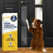 PROTECTO 2-Pack Heavy Duty Door Protector from Dog Scratching, 38 x 10 cm Clear Door Scratch Protector, Easy to Install on Window, Wall, Screen & Sli