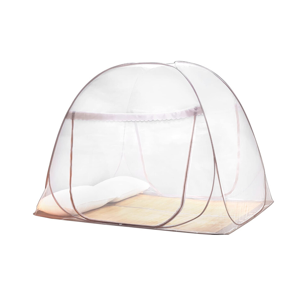 Qwork Mosquito Net For Bed, Pop Up Mosquito Net, Foldable Double Door Mosquito Curtain,150 * 200 * 150Cm