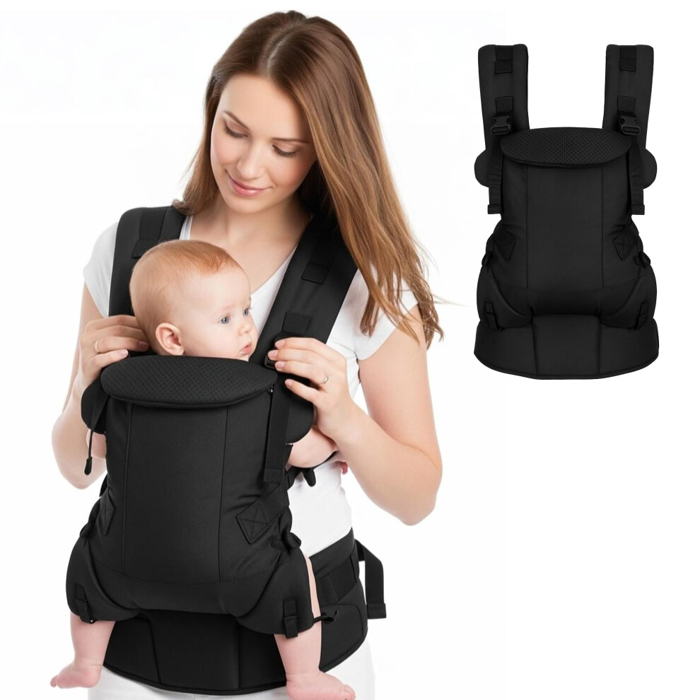 Nouize Ergonomic Baby Carrier For Newborn To Toddler - 100% Polyester, Breathable Fabric, Adjustable Baby Holder Carrier With Front & Back Carry Options - S