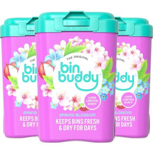 Bin Buddy Fresh Spring Blossom 450g x 3, Bin Freshener Deodoriser Powder, Leaves Your Bin Smelling Great, Suitable for Indoor and Outdoor Bins, Pack