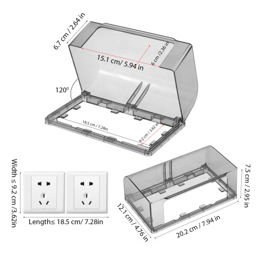 Tofficu Waterproof Socket Cover Double Adhesive Thickened Protective Box for Indoor Kitchen Bathroom Socket Safety 2