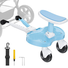 BugyKido Universal Buggy Board with Seat, 2-in-1 Kiddy Board for Children from 2-6 Years (25KG), Fits 99% of Strollers, Easy Installation, for Famili