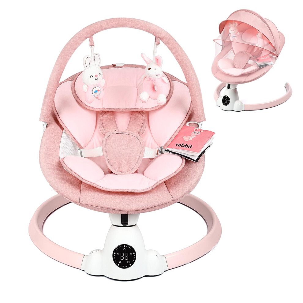 Uuoeebb Baby Bouncer, Portable Electric Baby Swing With Bluetooth, 5 Swing Speed, 10 Lullabies, 5-Point Harness, Remote Control & Touch Panel - Bouncer From